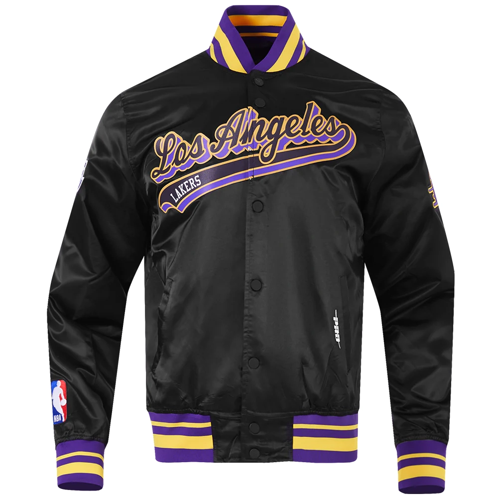 Los-Angeles-Lakers-Script-Tail-Full-Snap-Satin-Varsity-Jacket-Black-7