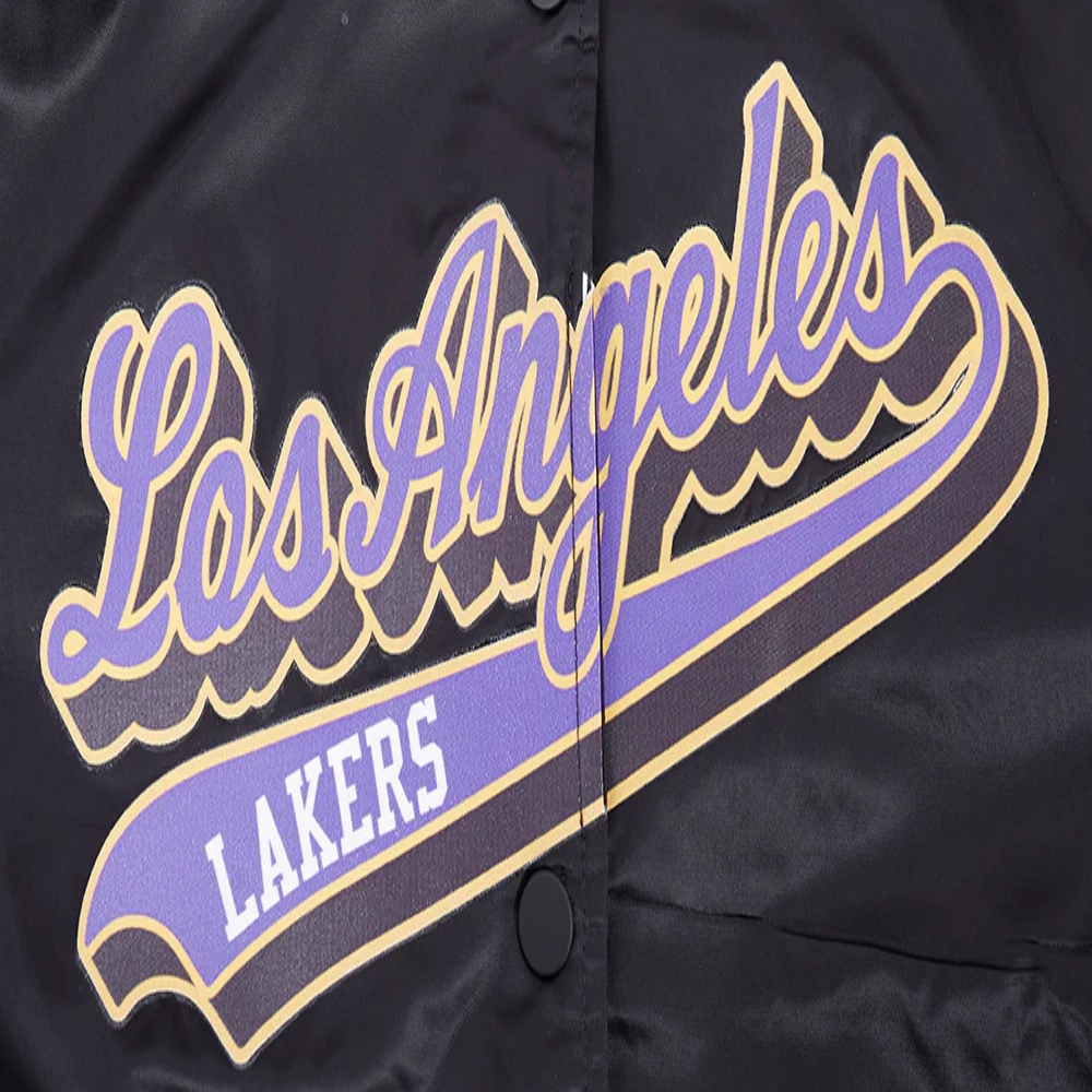 Los-Angeles-Lakers-Script-Tail-Womens-Full-Snap-Satin-Varsity-Jacket-Black-2