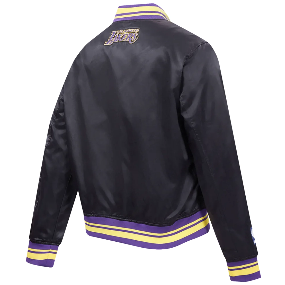 Los-Angeles-Lakers-Script-Tail-Womens-Full-Snap-Satin-Varsity-Jacket-Black-4