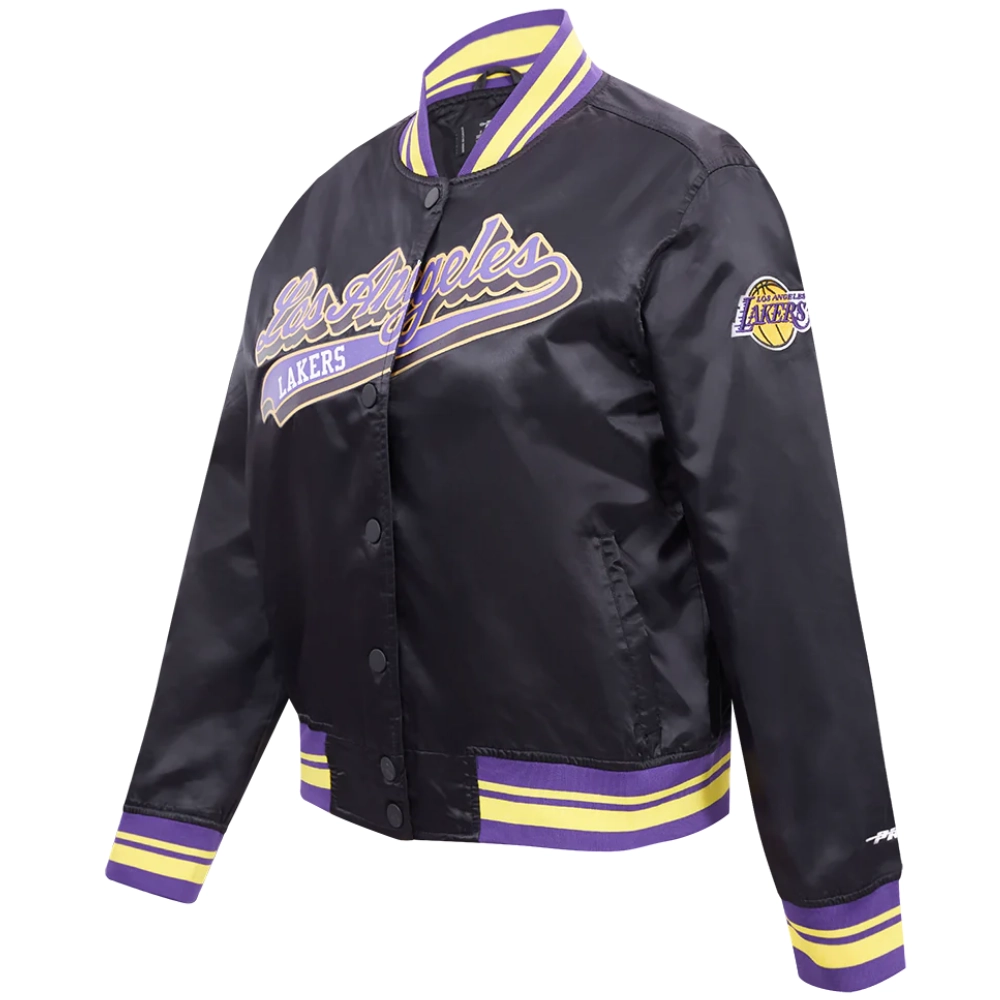 Los-Angeles-Lakers-Script-Tail-Womens-Full-Snap-Satin-Varsity-Jacket-Black-5