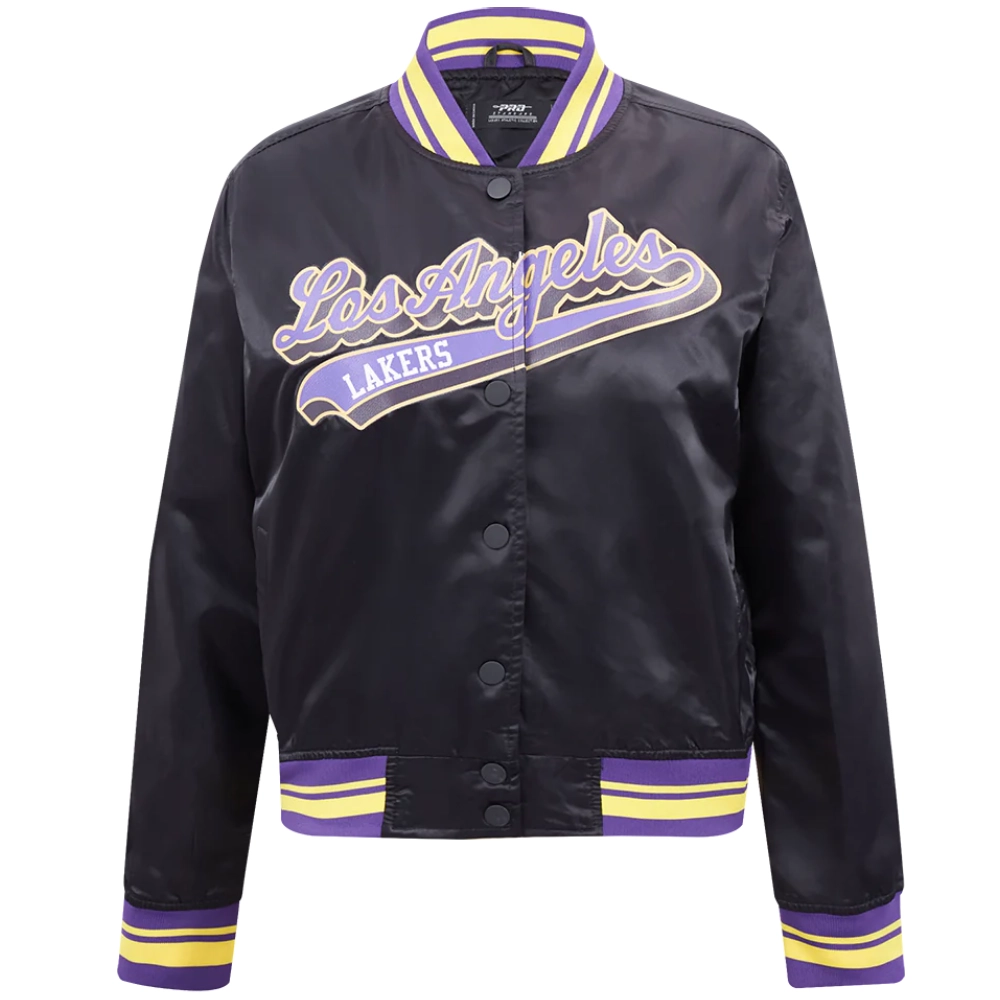 Los-Angeles-Lakers-Script-Tail-Womens-Full-Snap-Satin-Varsity-Jacket-Black-6