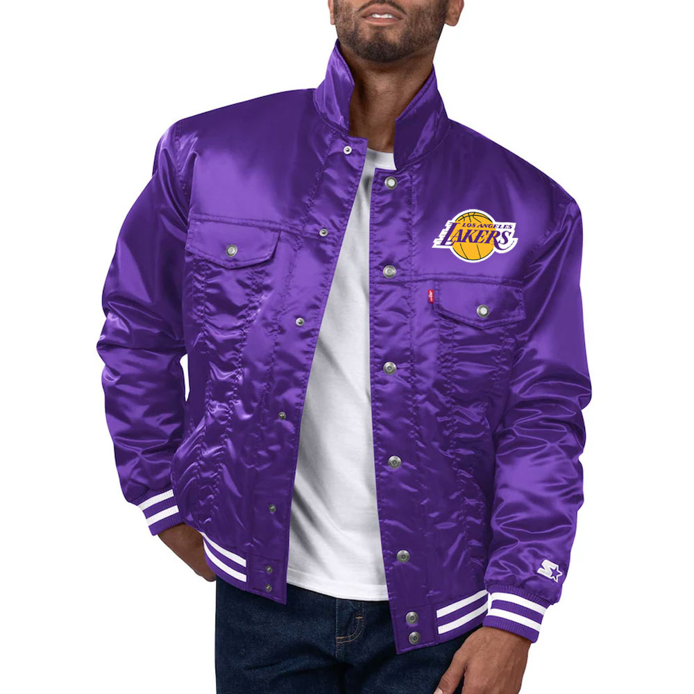 Los-Angeles-Lakers-Silver-Tab-Trucker-Satin-Varsity-Jacket-Purple