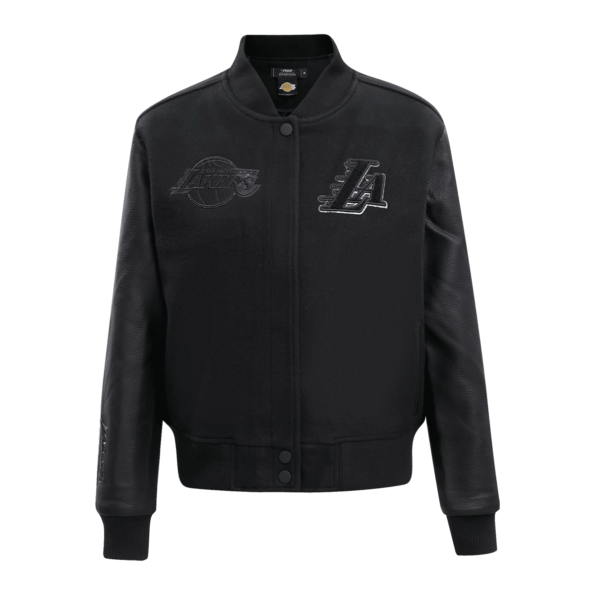 Los-Angeles-Lakers-Triple-Black-Wool-Leather-Varsity-Jacket-Black