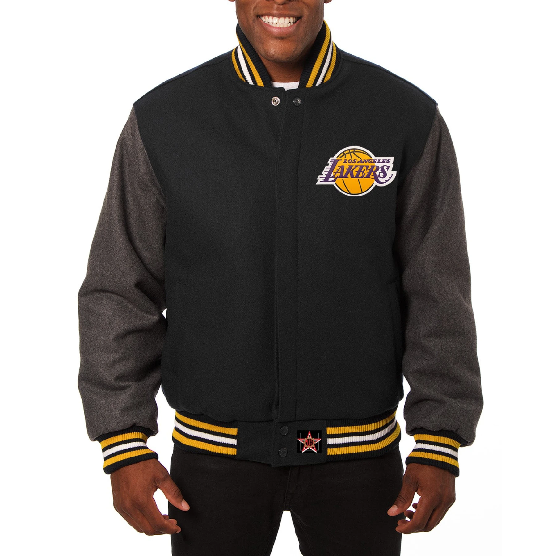 Los-Angeles-Lakers-Two-Tone-Wool-Varsity-Jacket-Black-Grey