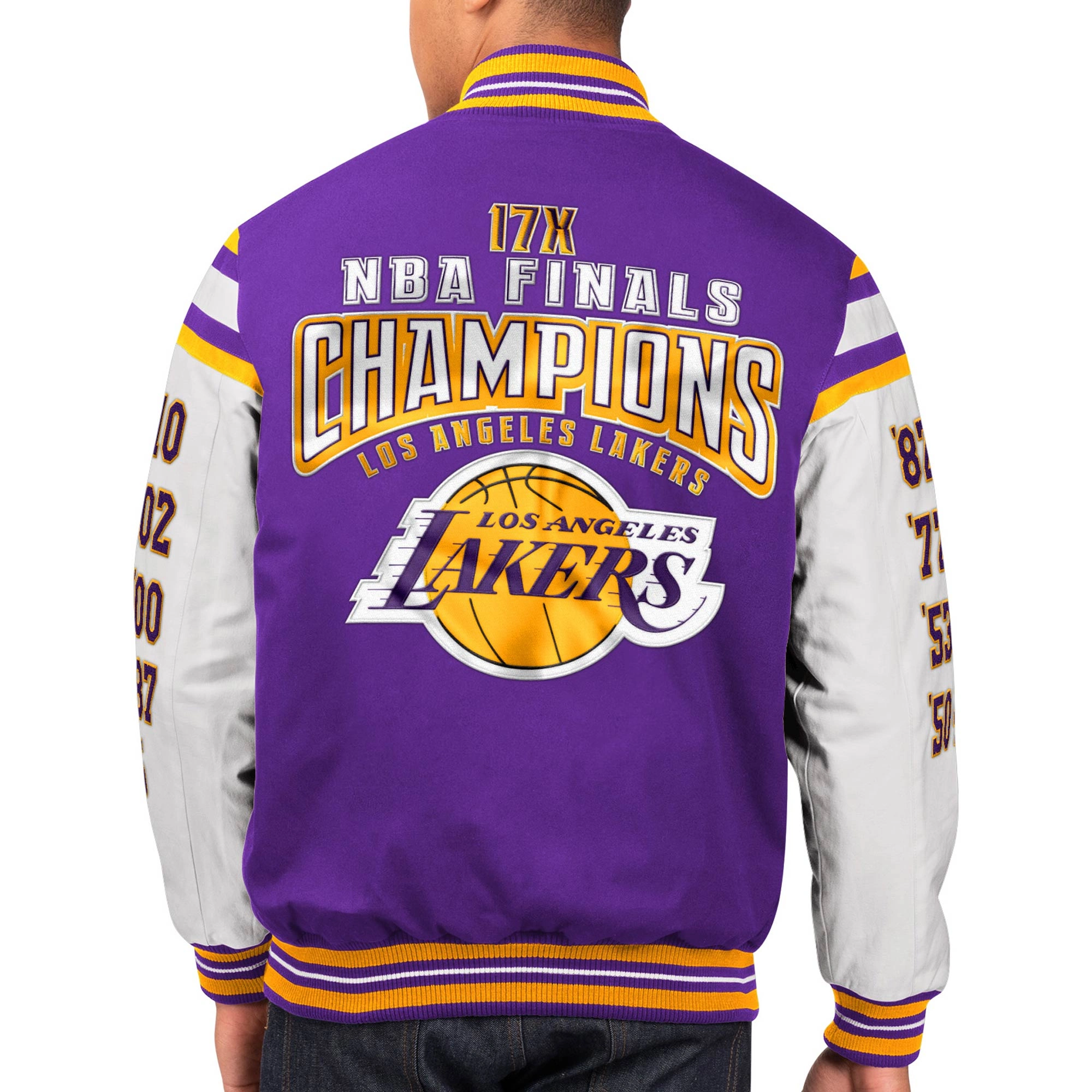 Los Angeles Lakers World Champions Purple & White Varsity Jacket - Image 2