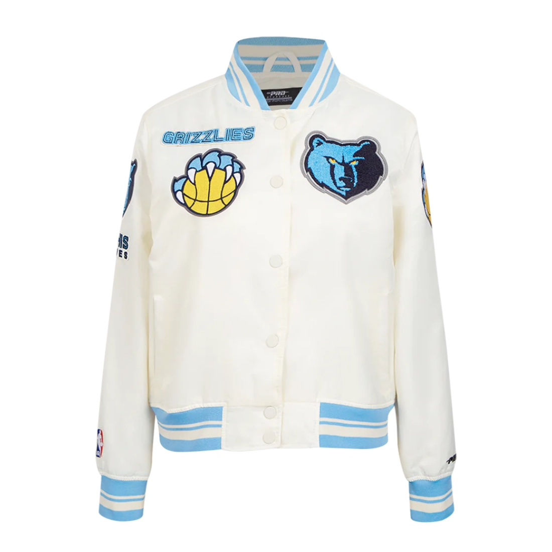Memphis-Grizzlies-Retro-Classic-Womens-Full-Snap-Satin-Varsity-Jacket-Cream-1