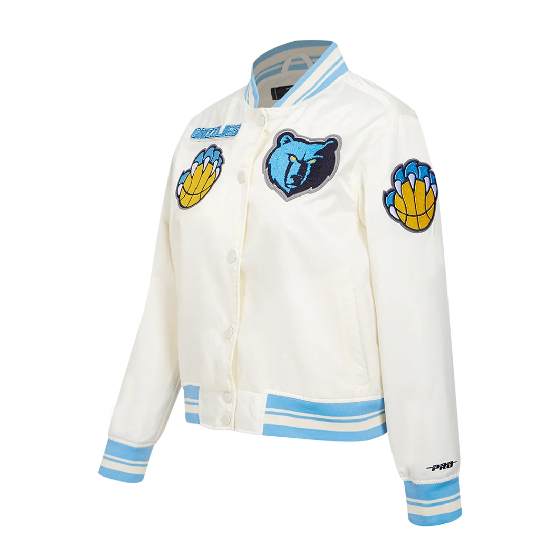 Memphis-Grizzlies-Retro-Classic-Womens-Full-Snap-Satin-Varsity-Jacket-Cream-2