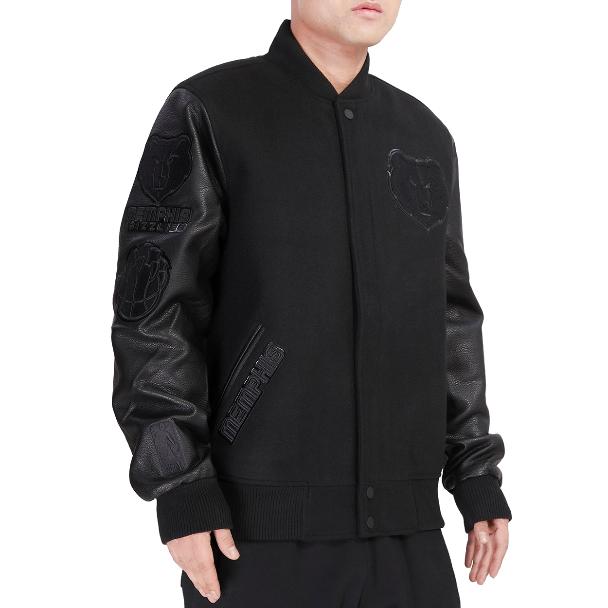 Memphis-Grizzlies-Triple-Black-Wool-Varsity-Jacket-2