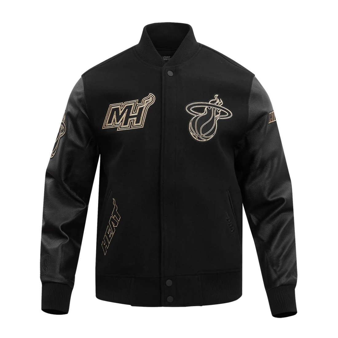 Miami-Heat-Black-Gold-Wool-Leather-Varsity-Jacket-Black-1