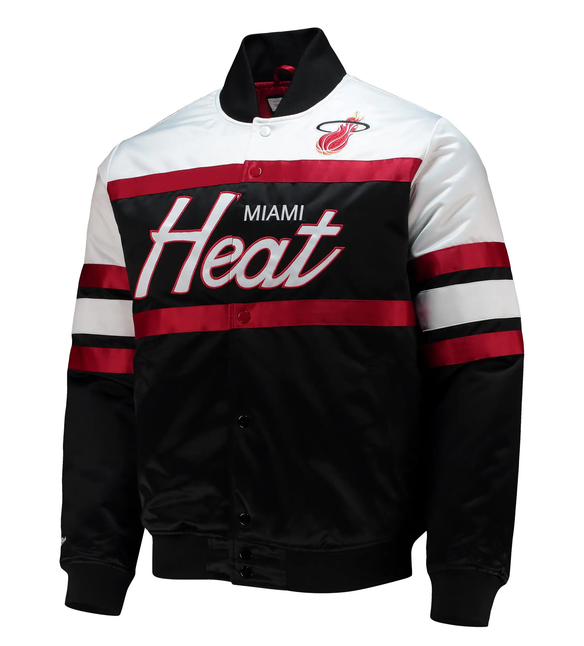 Miami-Heat-Hardwood-Classics-Script-Full-Snap-Black-Satin-Varsity-Jacket-1