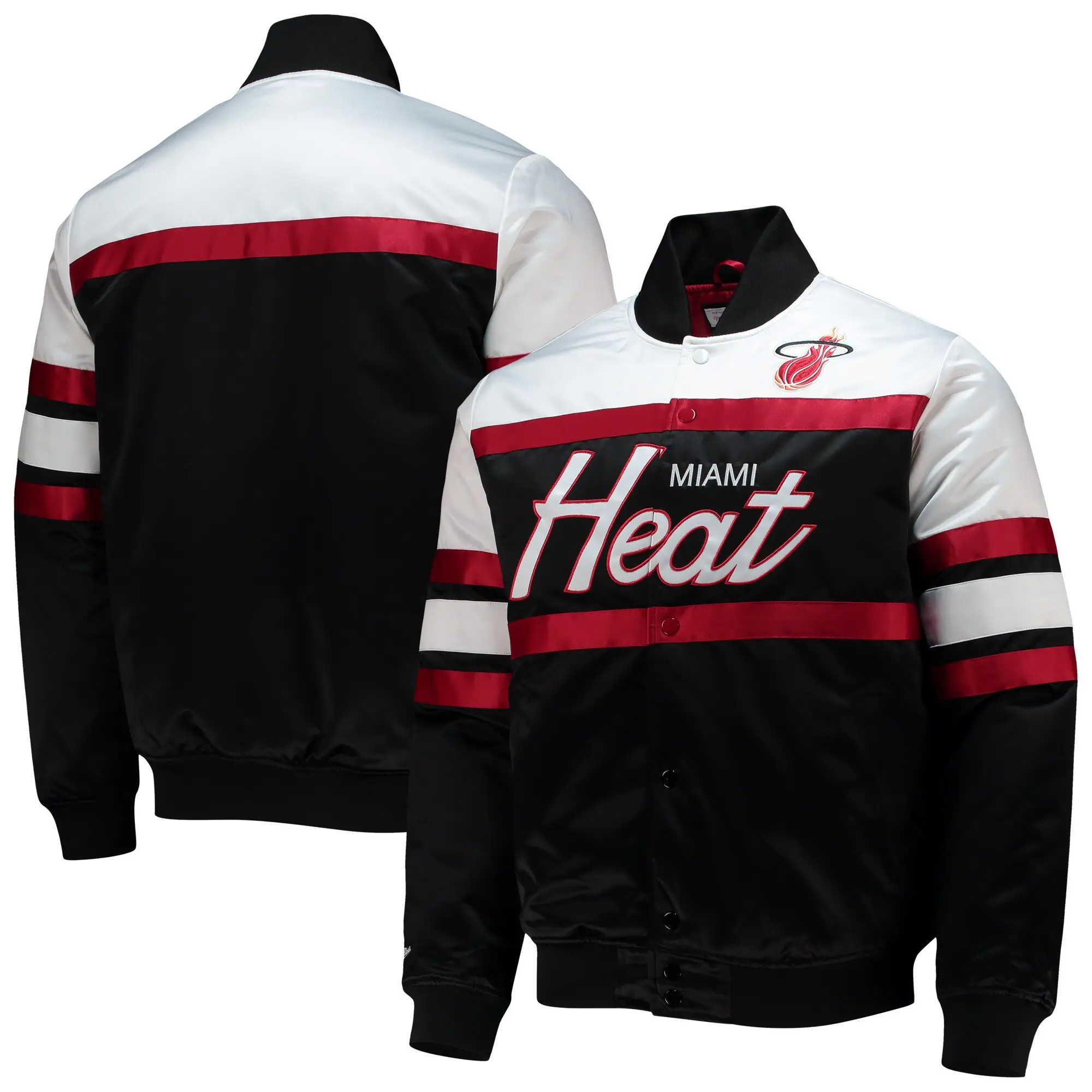 Miami-Heat-Hardwood-Classics-Script-Full-Snap-Black-Satin-Varsity-Jacket-3