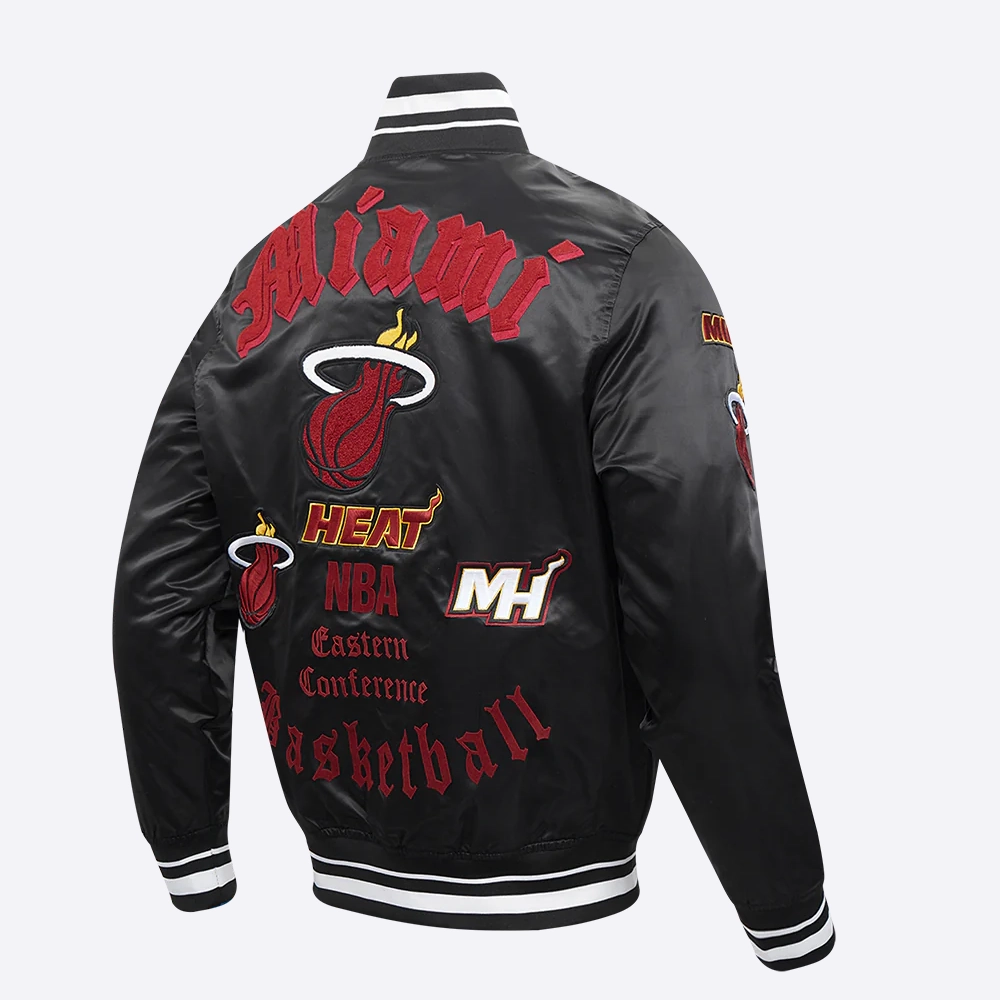Miami-Heat-Pro-Standard-Old-English-Black-Satin-Varsity-Jacket-3