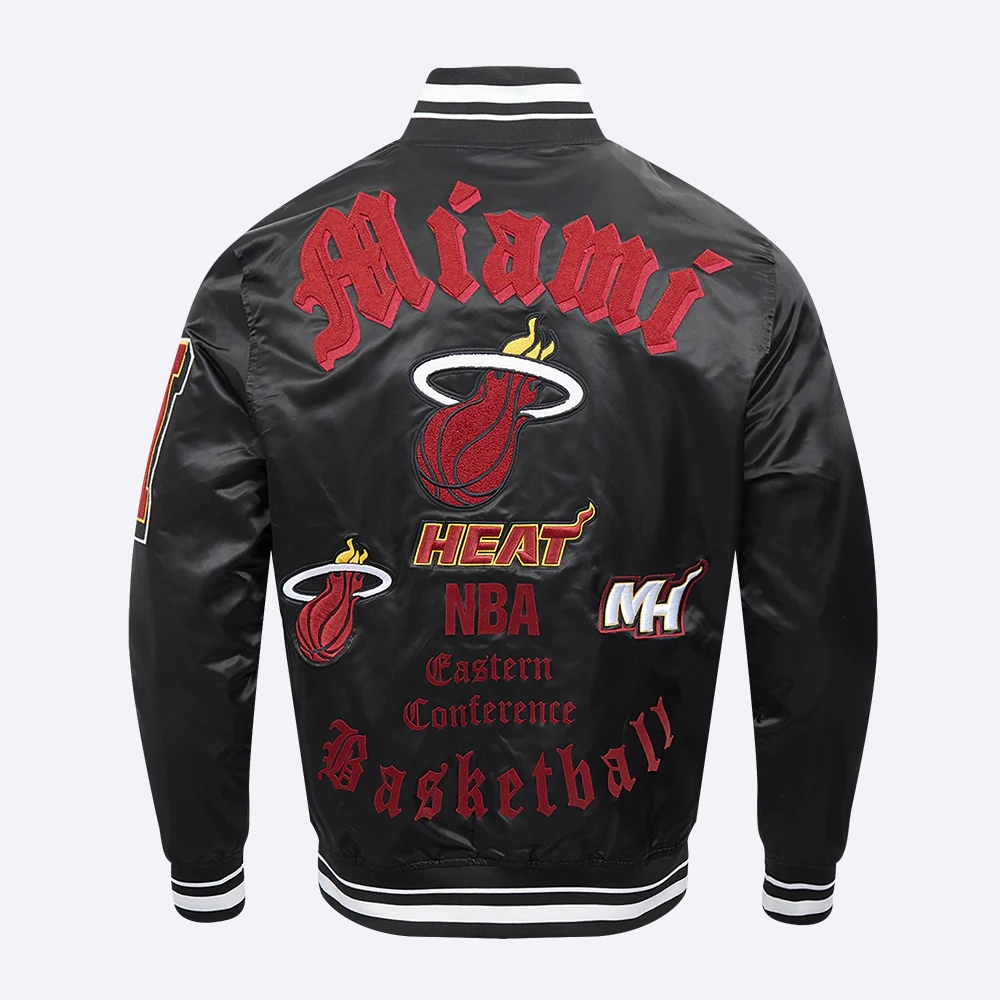 Miami-Heat-Pro-Standard-Old-English-Black-Satin-Varsity-Jacket-4