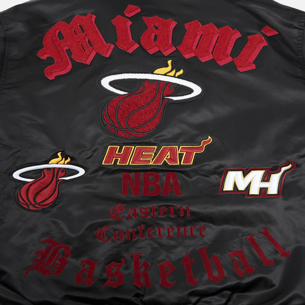 Miami-Heat-Pro-Standard-Old-English-Black-Satin-Varsity-Jacket-9