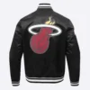 Miami-Heat-Pro-Standard-Script-Tail-Black-Satin-Varsity-Jacket-4