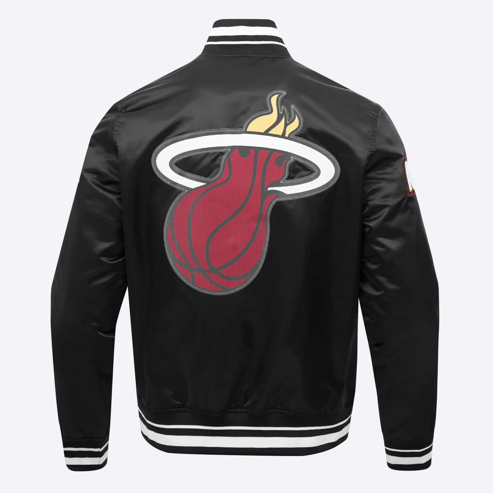 Miami-Heat-Pro-Standard-Script-Tail-Black-Satin-Varsity-Jacket-4