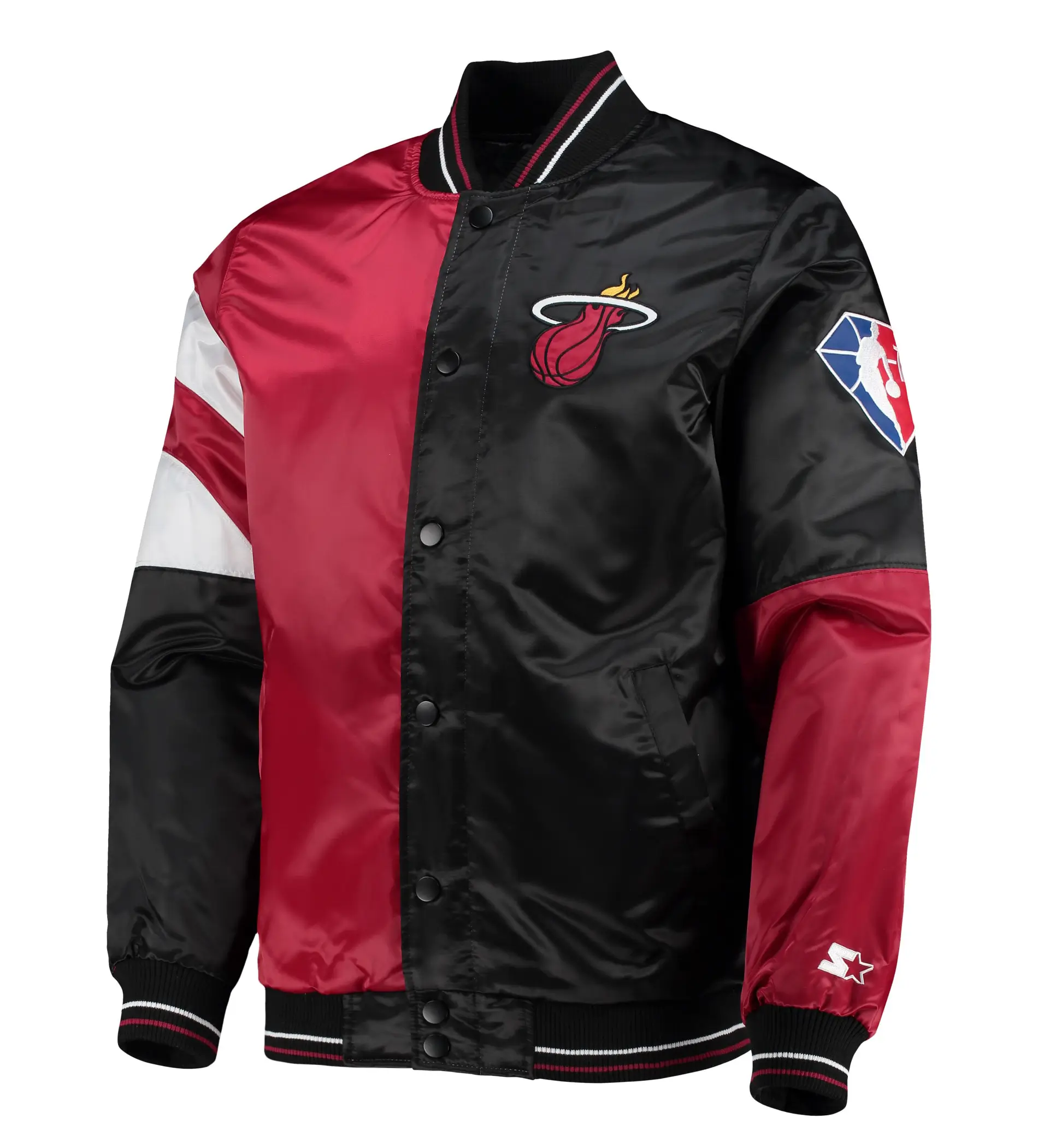 Miami-Heat-Starter-75th-Anniversary-Leader-Red-BlackColor-Block-Satin-Varsity-Jacket-1