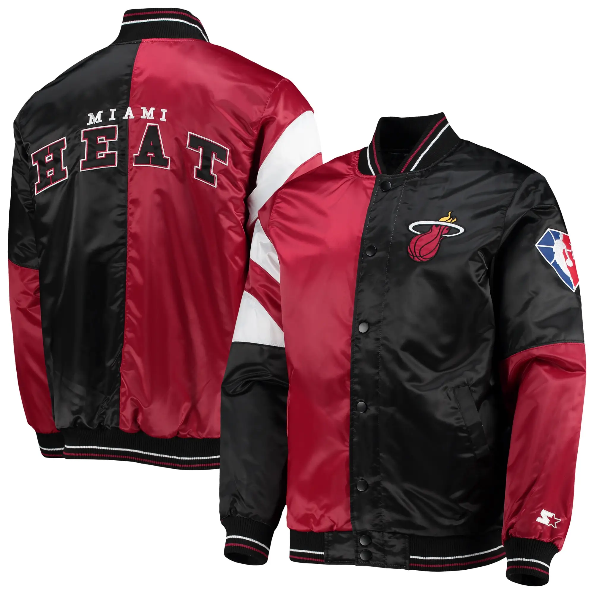 Miami-Heat-Starter-75th-Anniversary-Leader-Red-BlackColor-Block-Satin-Varsity-Jacket-4