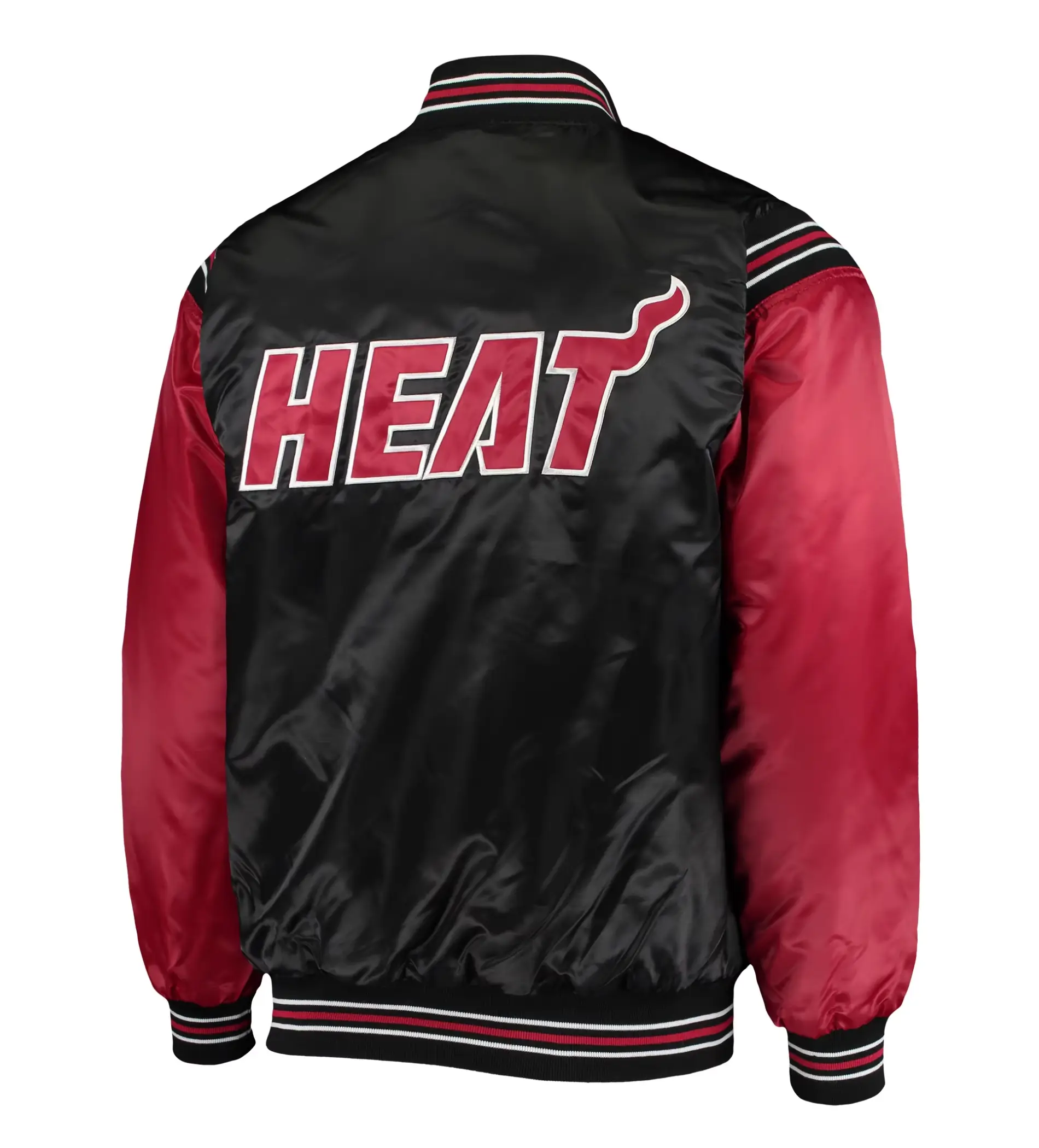 Miami-Heat-Starter-The-Enforcer-Full-Snap-Black-Red-Satin-Varsity-Jacket-2