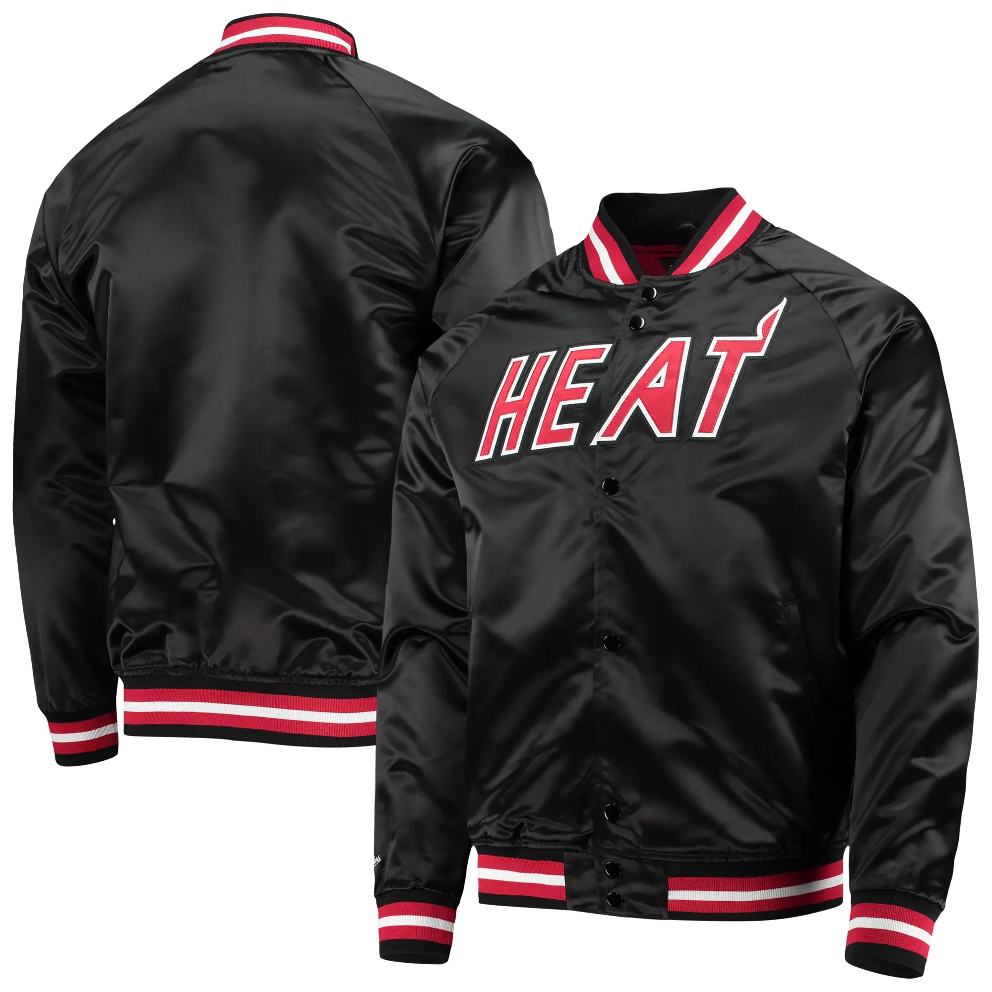 Miami-Heat-Throwback-Wordmark-Full-Snap-Raglan-Black-Satin-Varsity-Jacket-4
