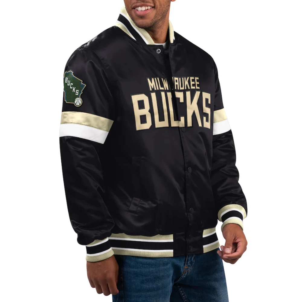 Milwaukee-Bucks-Home-Game-Satin-Varsity-Jacket-Black-1