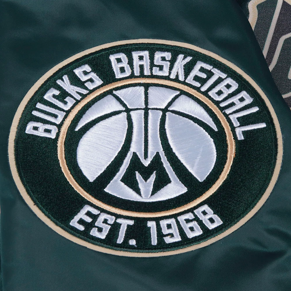 Milwaukee-Bucks-Script-Tail-Full-Snap-Satin-Varsity-Jacket-Green-1