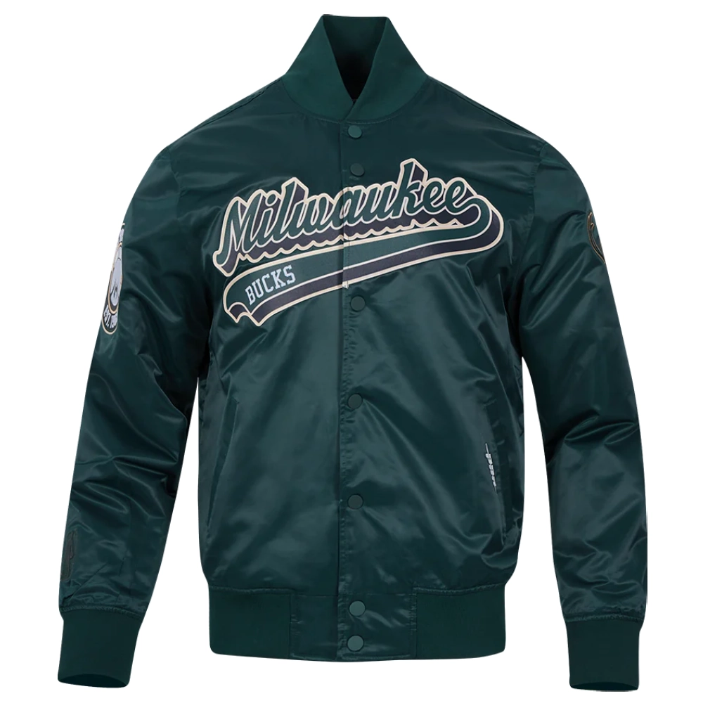 Milwaukee-Bucks-Script-Tail-Full-Snap-Satin-Varsity-Jacket-Green-6