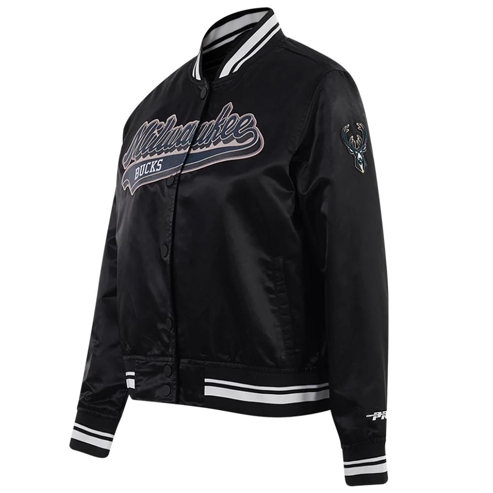 Milwaukee-Bucks-Script-Tail-Womens-Full-Snap-Satin-Varsity-Jacket-Black-5