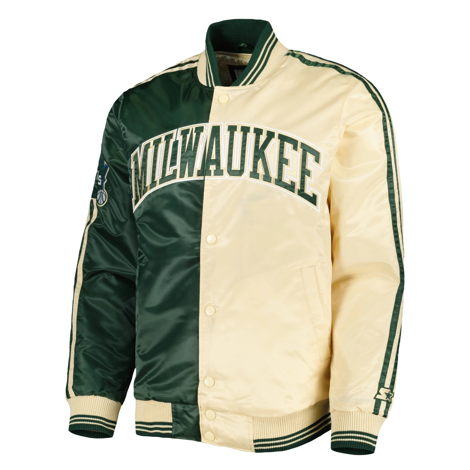 Milwaukee-Bucks-Starter-Fast-Break-Satin-Varsity-Jacket-Green-Cream-1
