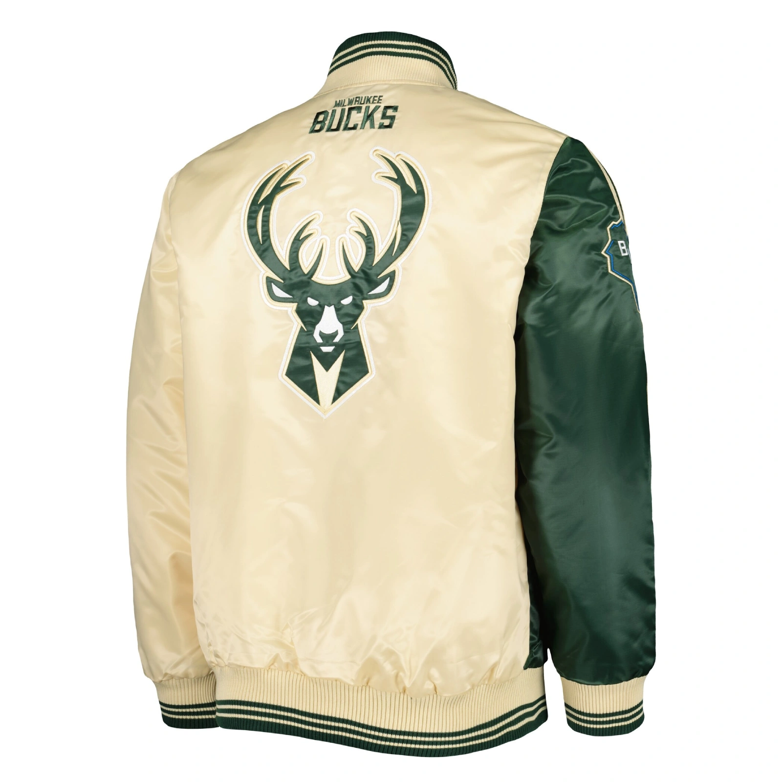 Milwaukee-Bucks-Starter-Fast-Break-Satin-Varsity-Jacket-Green-Cream-2