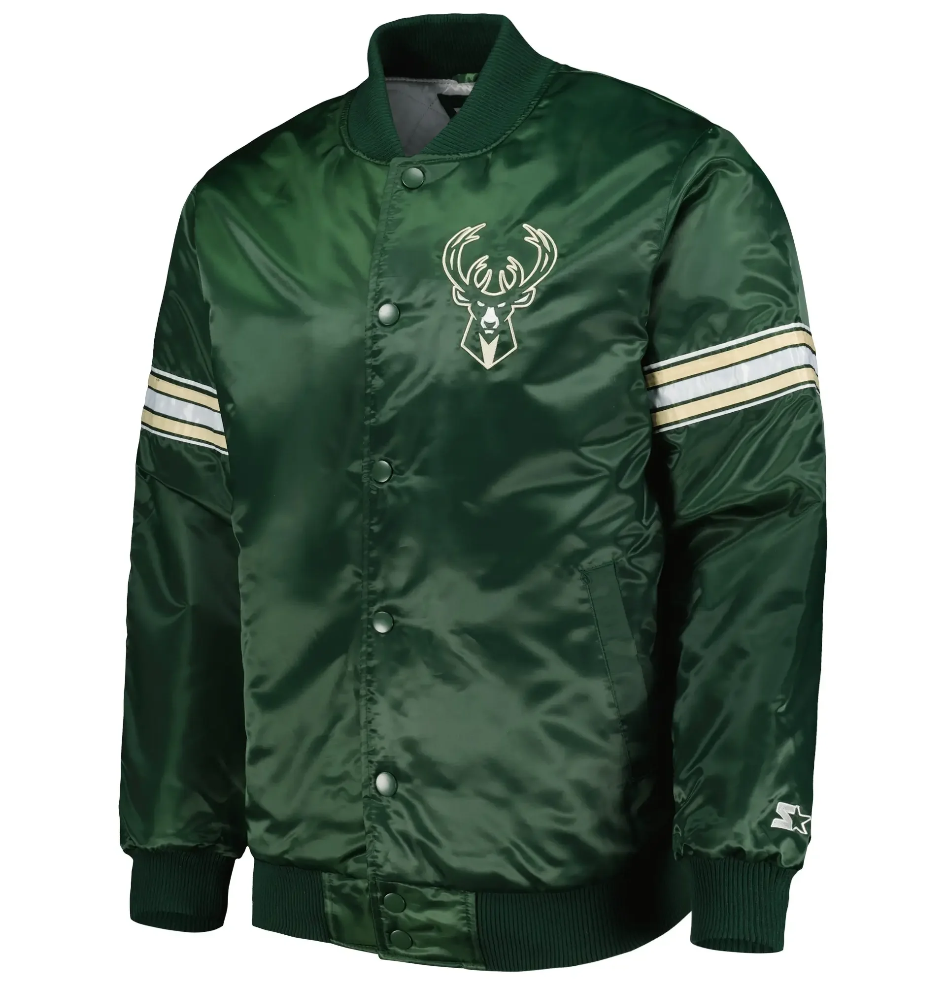 Milwaukee-Bucks-Starter-Hunter-Pick-Roll-Green-Satin-Varsity-Jacket-1