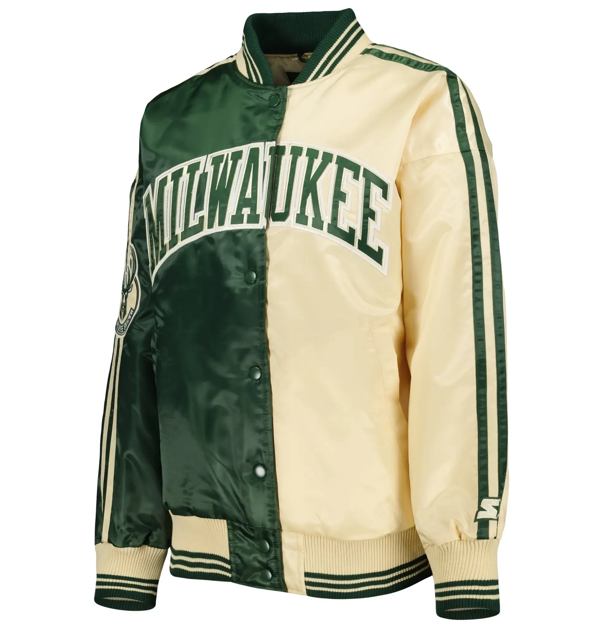 Milwaukee-Bucks-Starter-Hunter-Split-Green-Cream-Color-Block-Satin-Varsity-Jacket-1 (1)