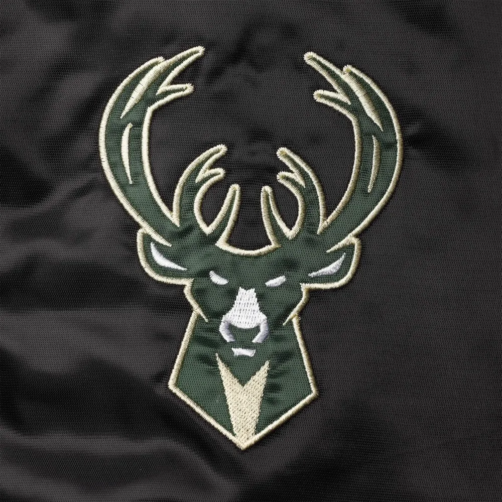 Milwaukee-Bucks-Starter-The-Enforcer-Black-Hunter-Green-Varsity-Satin-Jacket-2