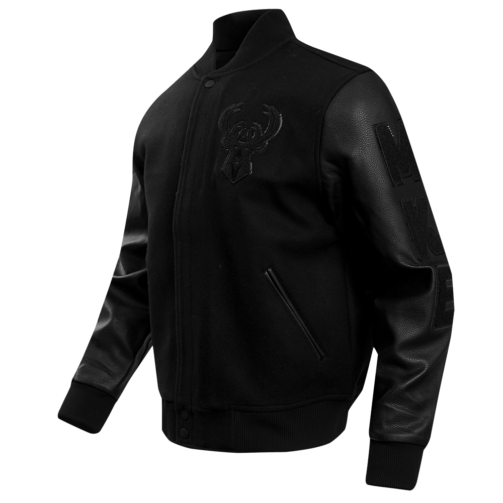 Milwaukee-Bucks-Triple-Black-Wool-Leather-Varsity-Jacket-1