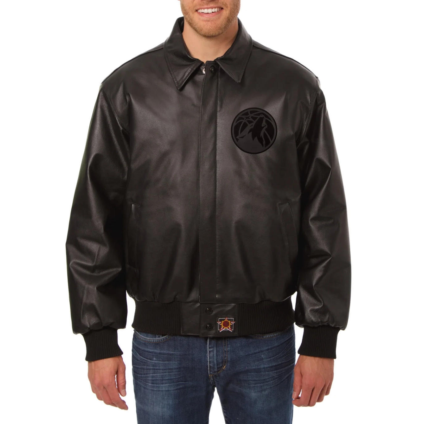 Minnesota-Timberwolves-Full-Leather-Bomber-Varsity-Jacket-Black-1