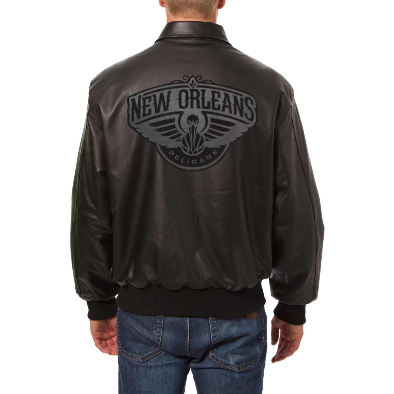 New-Orleans-Pelicans-Full-Leather-Bomber-Varsity-Jacket-Black-2