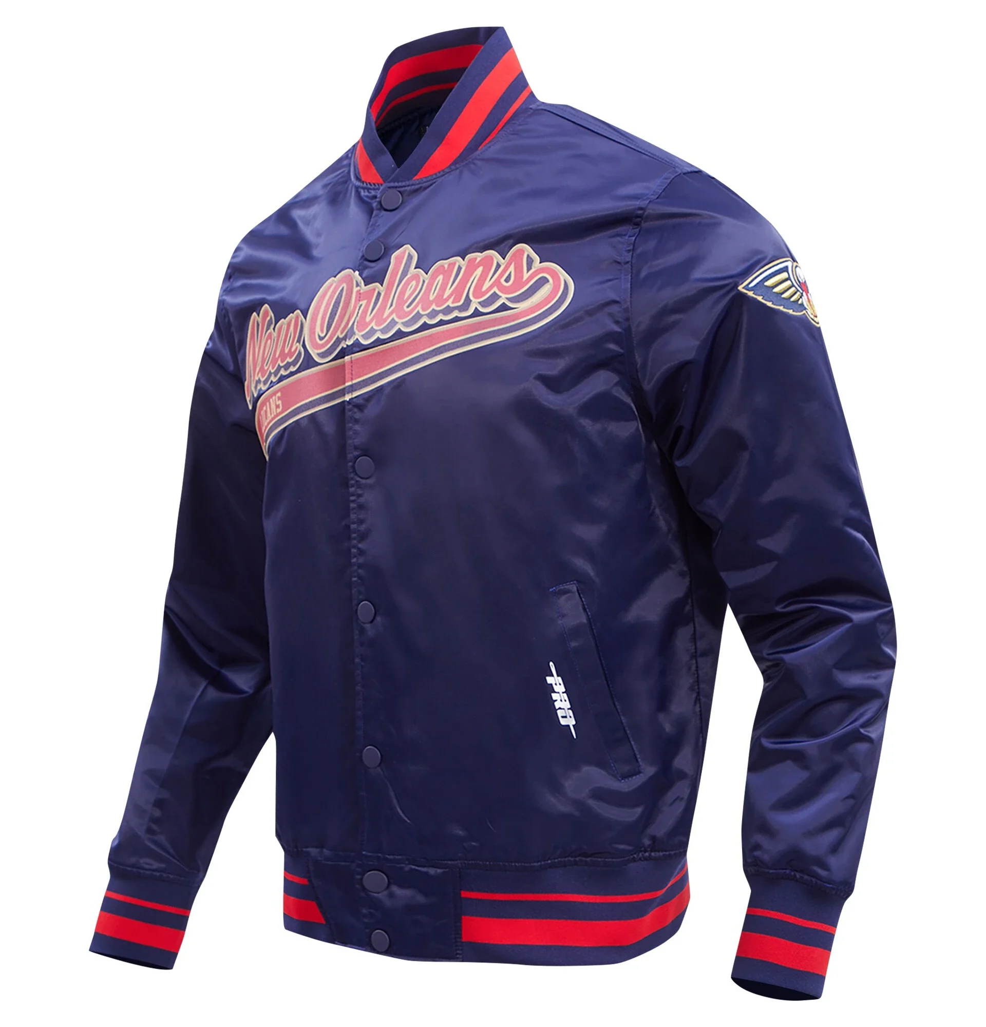 New-Orleans-Pelicans-Pro-Standard-Script-Tail-Navy-Satin-Varsity-Jacket-1