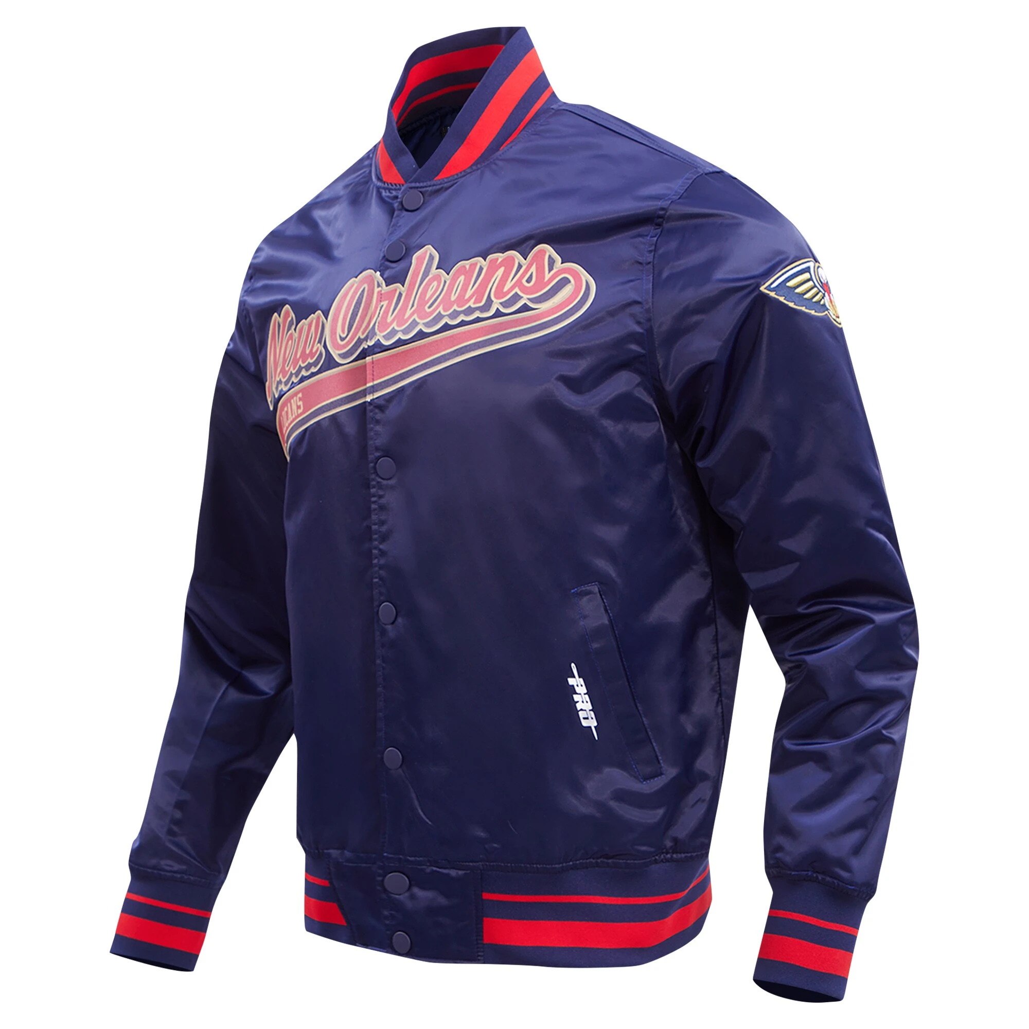 New-Orleans-Pelicans-Pro-Standard-Script-Tail-Navy-Satin-Varsity-Jacket-1