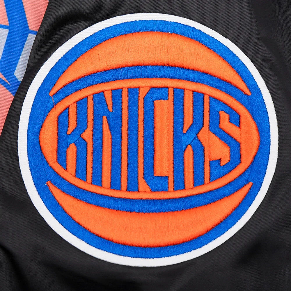 New-York-Knicks-Script-Tail-Ribbed-Knitted-Satin-Varsity-Jacket-Black-1