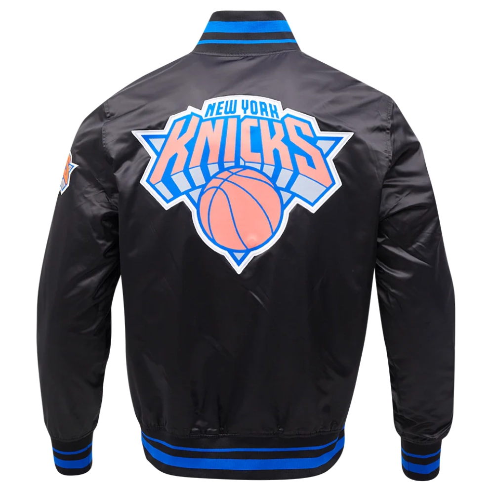 New-York-Knicks-Script-Tail-Ribbed-Knitted-Satin-Varsity-Jacket-Black-4