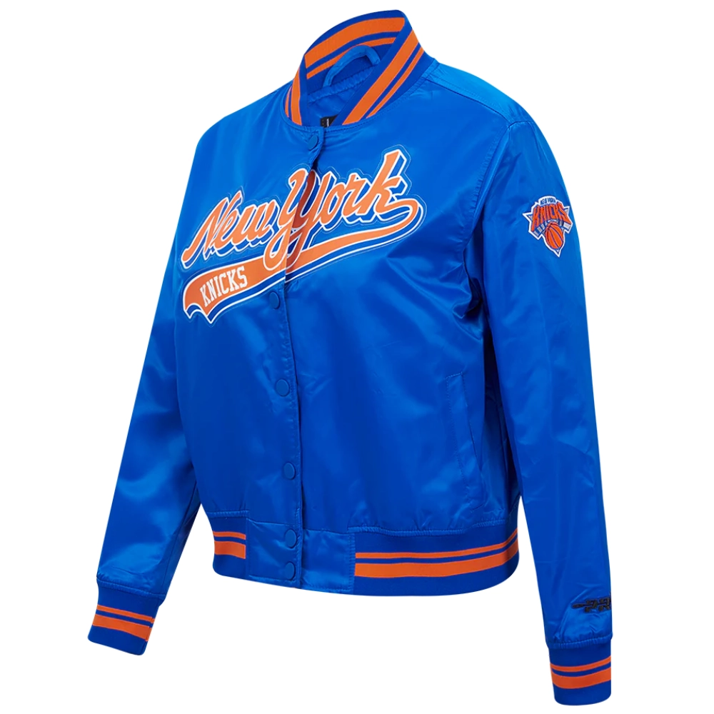 New-York-Knicks-Script-Tail-Womens-Full-Snap-Satin-Varsity-Jacket-Blue-5