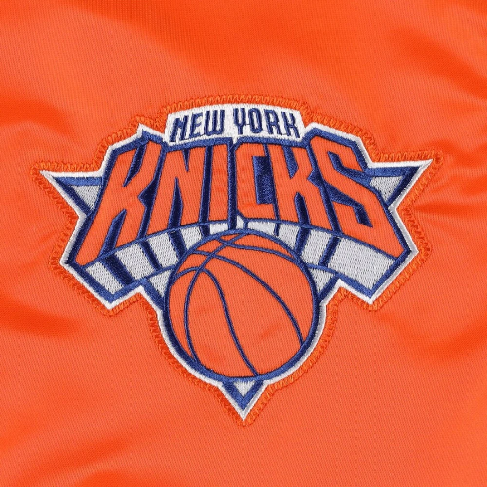 New-York-Knicks-Slider-Full-Snap-Satin-Varsity-Jacket-Orange-4