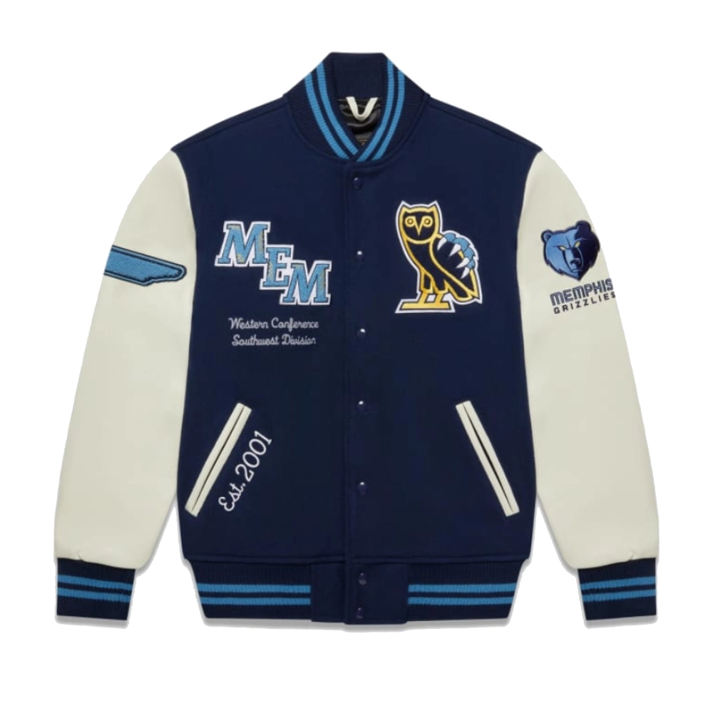OVO-X-Memphis-Grizzlies-Wool-Leather-Varsity-Jacket-1
