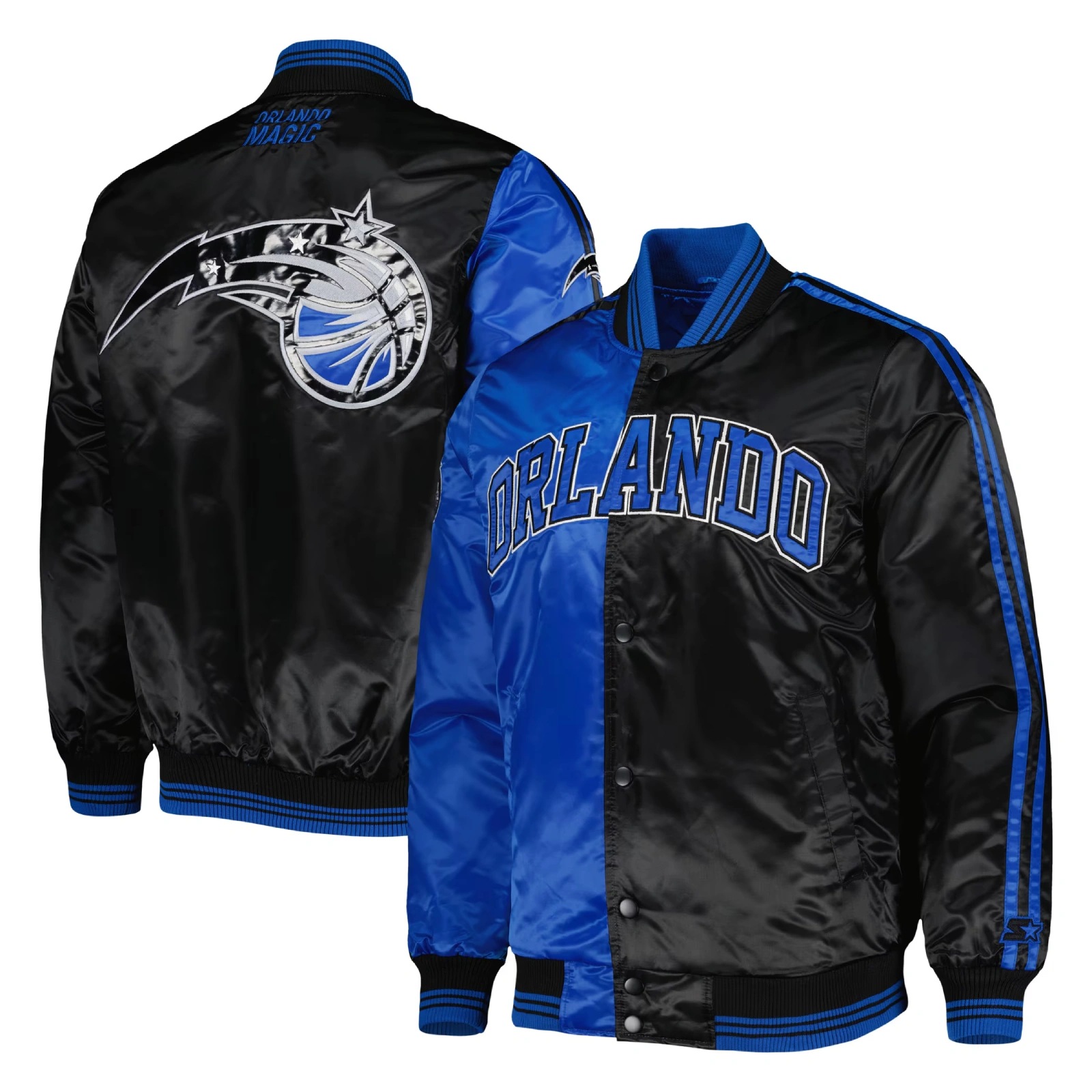 Orlando-Magic-Fast-Break-Satin-Varsity-Jacket-Black-Blue-4