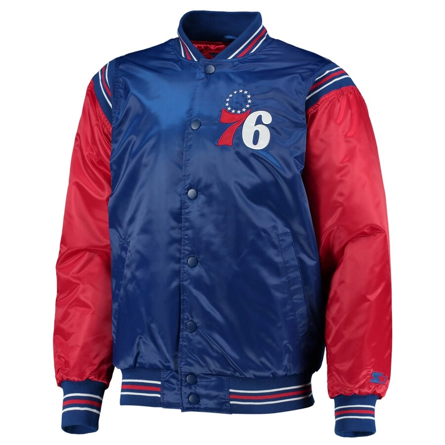 Philadelphia-76ers-Enforcer-Full-Snap-Satin-Varsity-Jacket-BlueRed-2