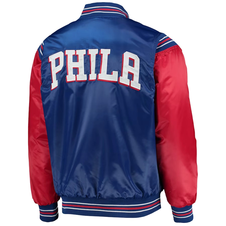 Philadelphia-76ers-Enforcer-Full-Snap-Satin-Varsity-Jacket-BlueRed-3