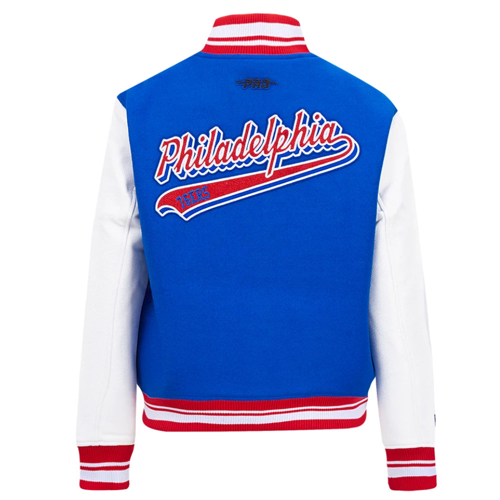 Philadelphia-76ers-Script-Tail-Womens-Wool-Leather-Varsity-Jacket-BlueWhite-5