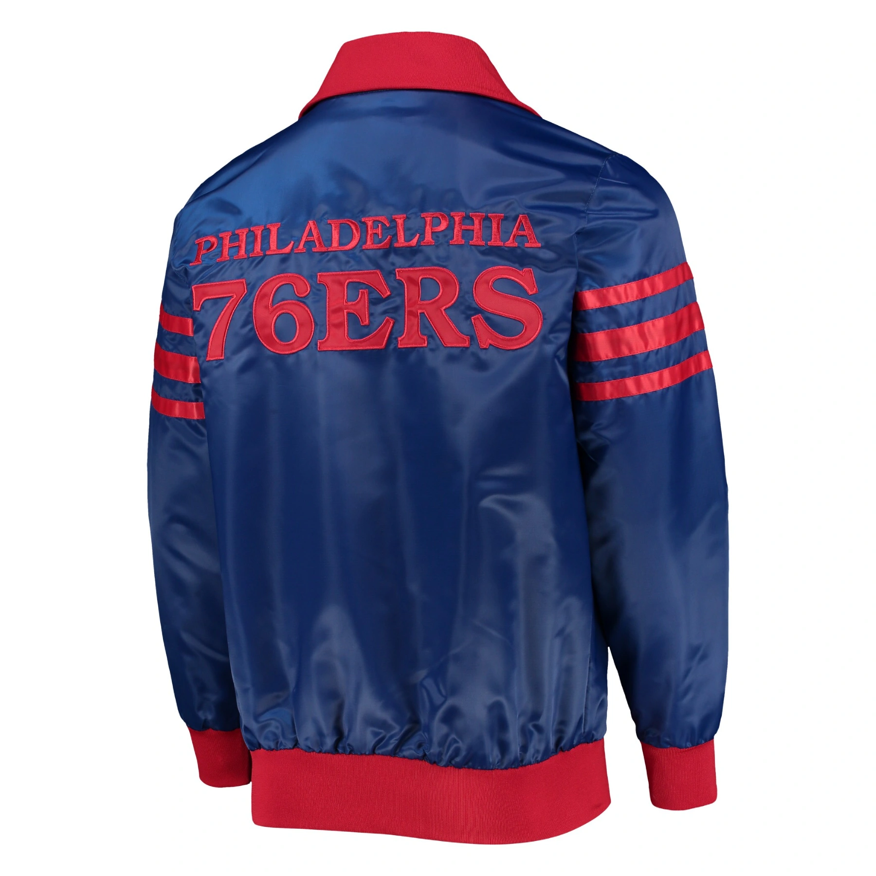 Philadelphia-76ers-The-Captain-II-Satin-Varsity-Jacket-Blue-2
