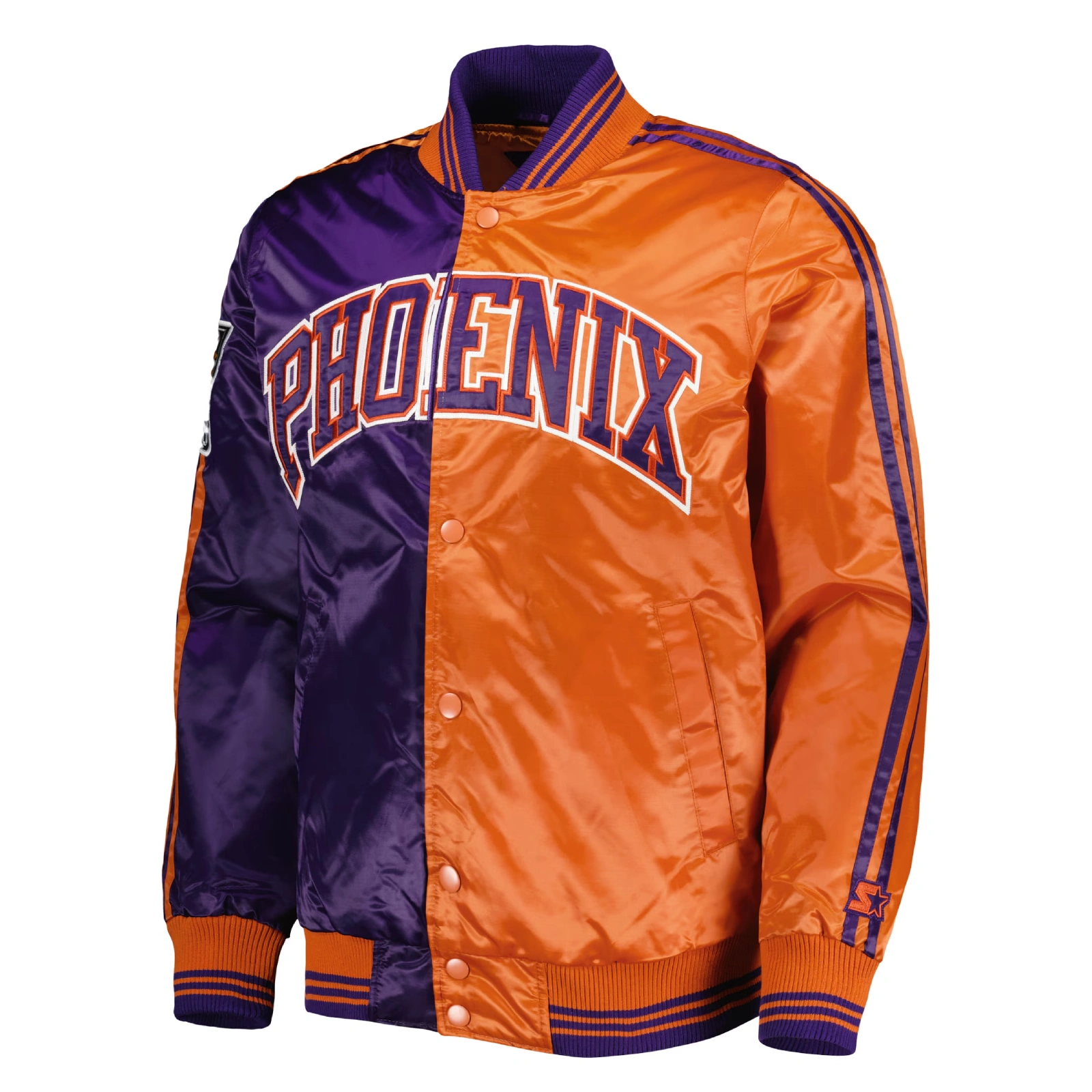 Phoenix-Suns-Fast-Break-Satin-Varsity-Jacket-Orange-Purple-1