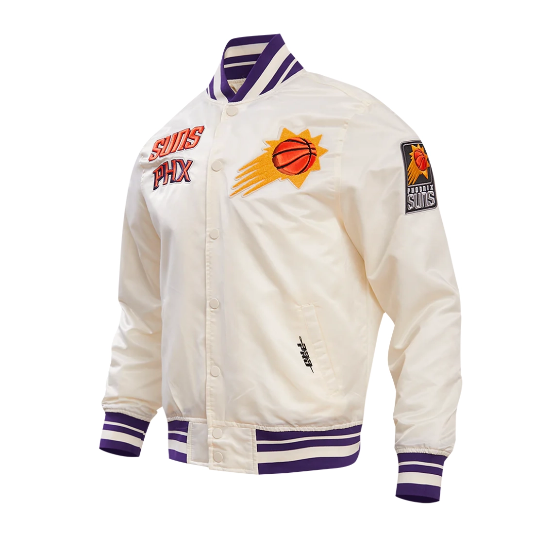 Phoenix-Suns-Retro-Classic-Full-Snap-Satin-Varsity-Jacket-Cream-2